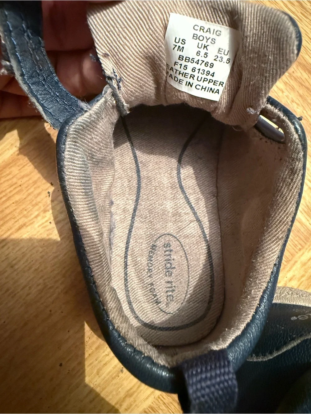 Stride Rite Craig Boys Navy Blue Leather Memory Foam Sneakers Size 7M Toddler